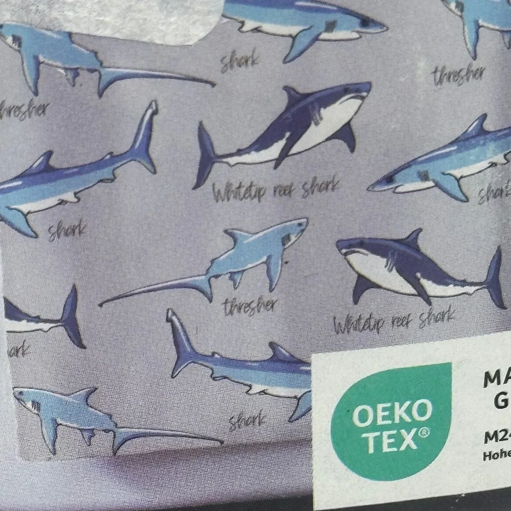 Comfort Bay Kids Shark Microfiber Shower Curtain Grey Blue 70x72 NEW